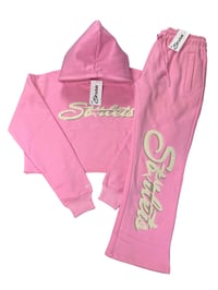 Image 1 of PINK Croptop LOGO CHENILLE SWEATSUIT