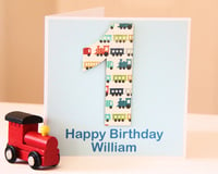 Image 2 of Train Number Birthday Card. Personalised Birthday Card. 