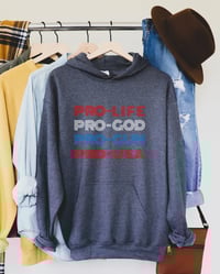 Image 7 of Pro - Life, Gun, God, USA Unisex Hoodie from PatriotsCo.com