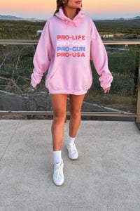 Image 1 of Pro - Life, Gun, God, USA Unisex Hoodie from PatriotsCo.com