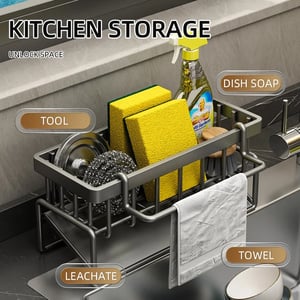 Image of Kitchen Drain Rack Sink Side Shelf Sponge Dish Sponge Dishcloth Rag Holder.