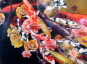 Original Canvas - Koi with Blossoms on Ochre/Copper