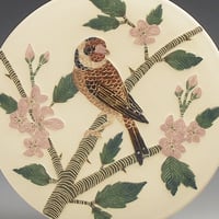 Image 2 of Goldfinch sgraffito ceramic wall hanging