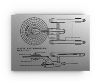 Image 2 of U.S.S. Enterprise Blueprint Metal Art Print