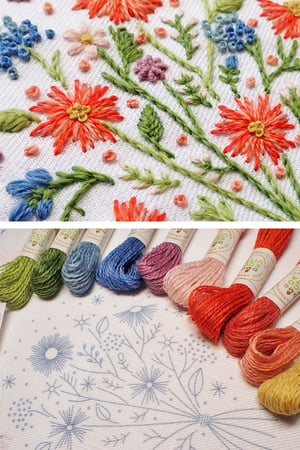 Image of Wildflowers in Wool Embroidery Kit