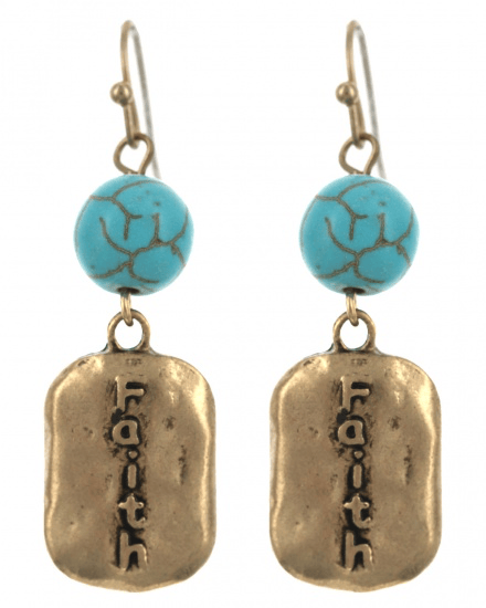 Image of FAITH Natural Stone Metal Dangle Earring Set