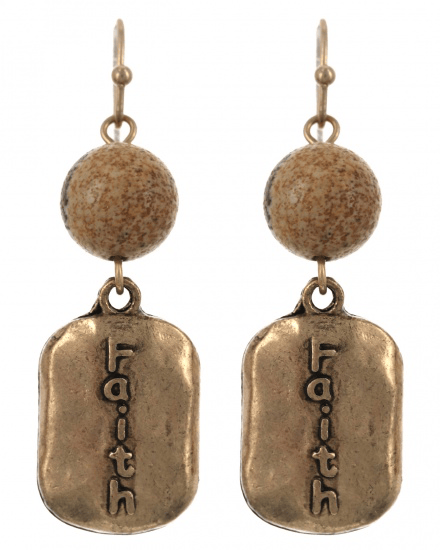 Image of Natural Stone Metal Dangle Earring Set