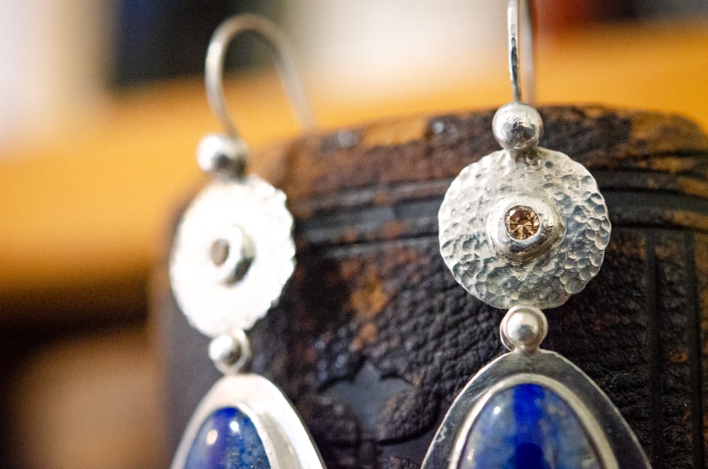 Image of Blue seam lapis lazuli earrings