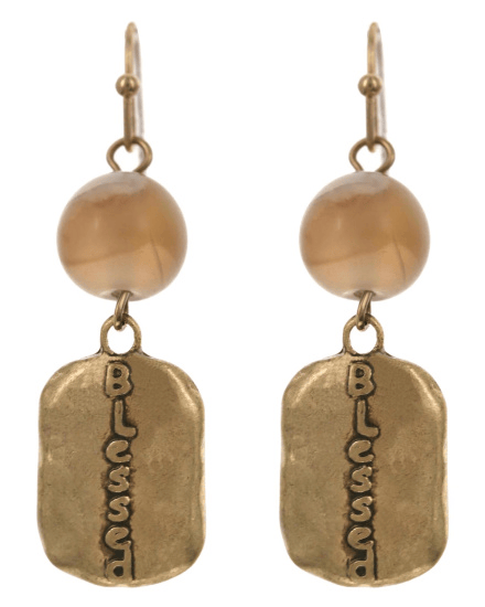Image of BLESSED Natural Stone Metal Dangle Earring Set