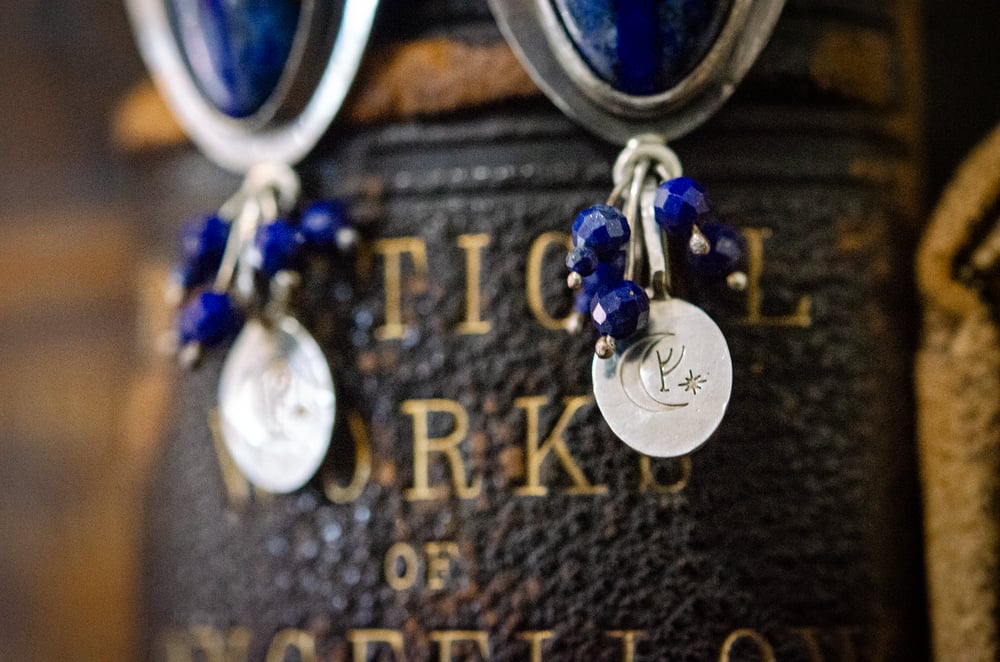 Image of Blue seam lapis lazuli earrings