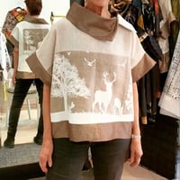 Image 5 of linen beige and white top