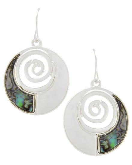 Image of Abalone Shell Round Dangle Earring Set
