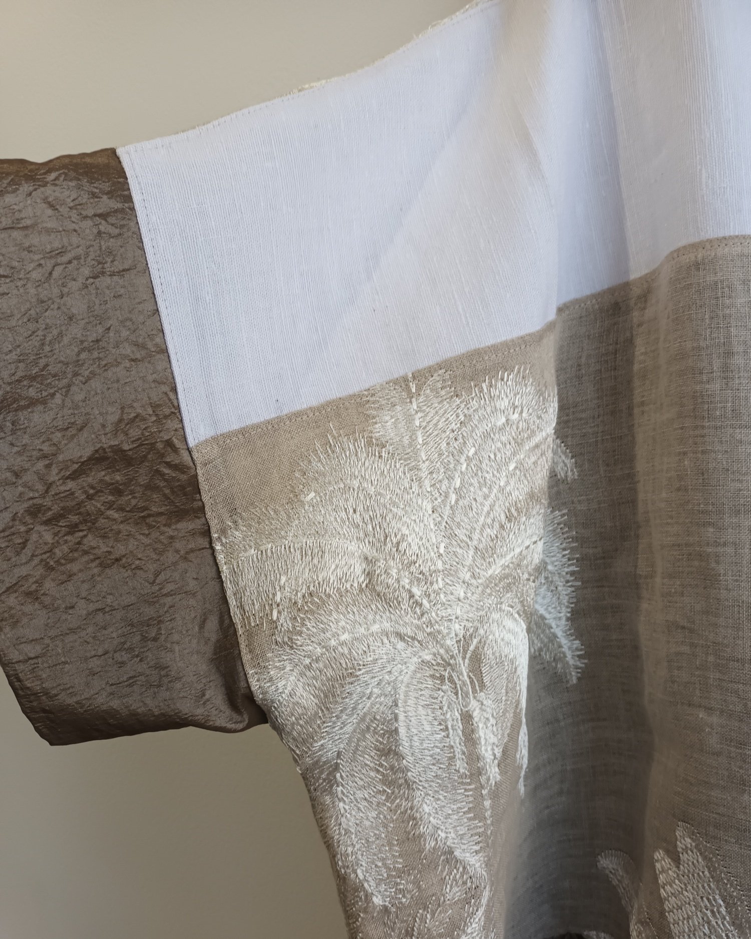 Image of oversized embroidered linen top