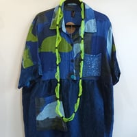 Image 2 of blue linen and taffeta tunic