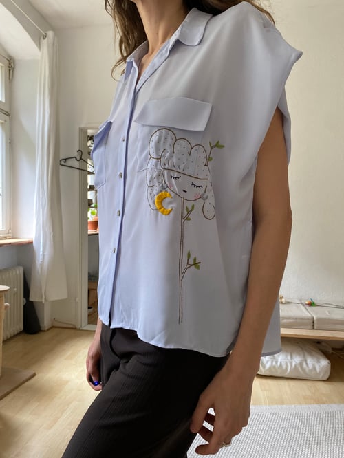 Image of Treegirl / Old collection Damaja - hand embroidered button up shirt, upcycled, one of a kind