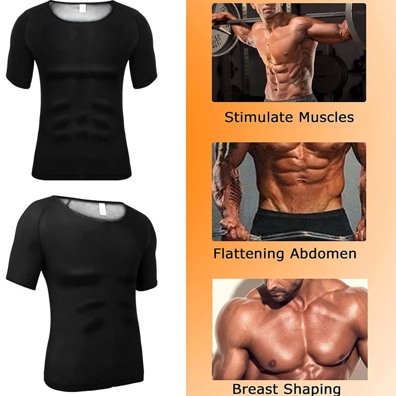 Sweat Sauna T-shirt Trainer Abdomen Fat Burner Slimming Workout Body Compression Short Sleeve