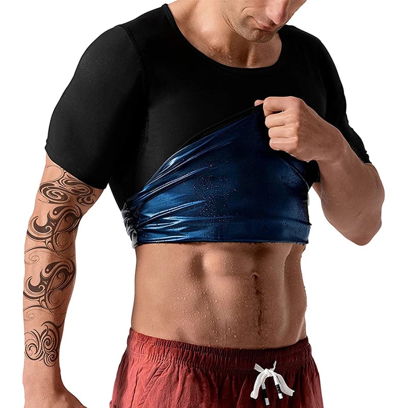 Sweat Sauna T-shirt Trainer Abdomen Fat Burner Slimming Workout Body Compression Short Sleeve