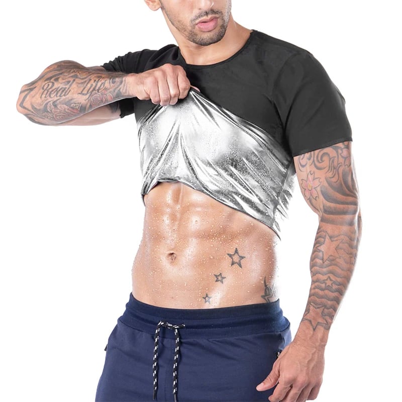Sweat Sauna T-shirt Trainer Abdomen Fat Burner Slimming Workout Body Compression Short Sleeve