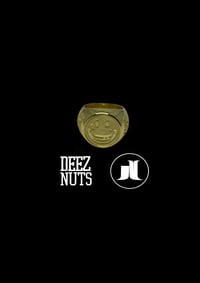 Image 1 of DEEZ NUTS "CROOKED SMILE" ring in gold plated