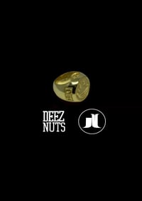 Image 2 of DEEZ NUTS "CROOKED SMILE" ring in gold plated