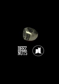 Image 2 of DEEZ NUTS "CROOKED SMILE" ring in .925 silver