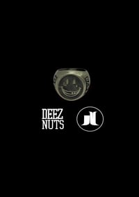 Image 1 of DEEZ NUTS "CROOKED SMILE" ring in .925 silver