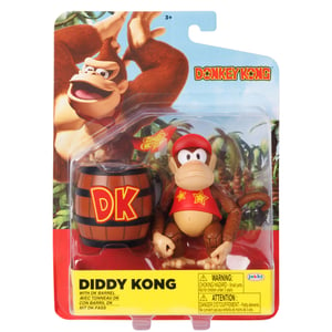 World Of Nintendo Diddy Kong (w/ DK Barrel) 4" Figure