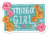 Aqua and Roses MAGA Girl -Die Cut Sticker 