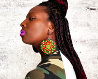 Image 2 of Large African Earrings, Oversized Tribal Jewelry, Long Lightweight Statement, Big Bold