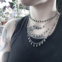Image 5 of Tiny Skull charm necklace in oxidized sterling silver