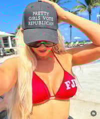 Image 1 of FJB Red - All-over print recycled string bikini from PatriotsCo.com