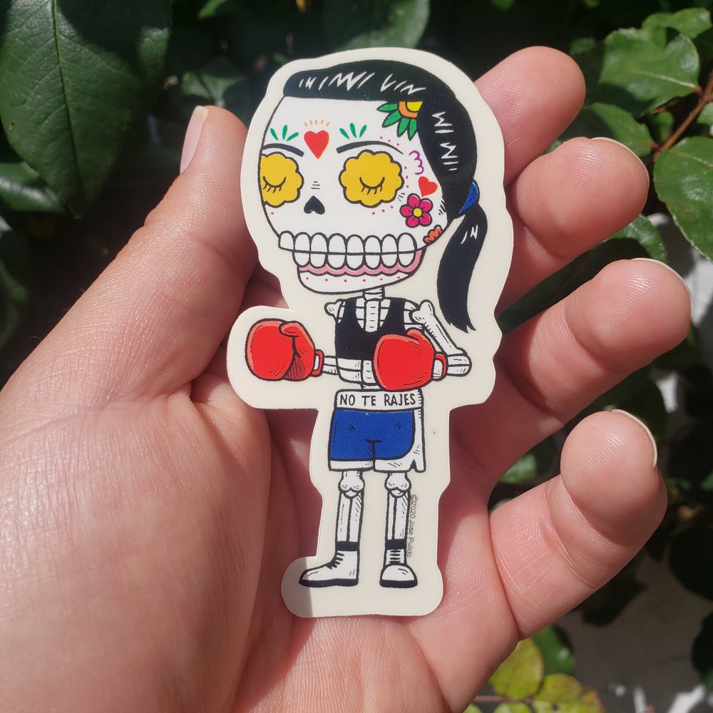 Boxeadora Calavera Vinyl Sticker