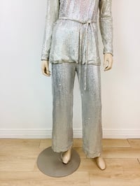 Image 4 of Vintage 1970s Halston Sequin Jersey Tunic Top & Pants Set