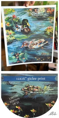 Image 1 of 12x16" Limited Edition Print of "Watching Them Swim" - Mallard Duck print