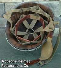 Image 9 of WWII M2 D-bale 101st Airborne 506th 2nd Bn. PIR Helmet NCO Front Seam Firestone Paratrooper Liner.