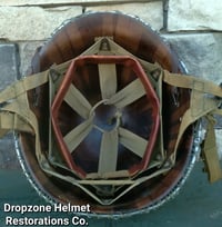 Image 11 of WWII M2 D-bale 101st Airborne 506th 2nd Bn. PIR Helmet NCO Front Seam Firestone Paratrooper Liner.