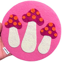 "happy mushy" felt wall hanging