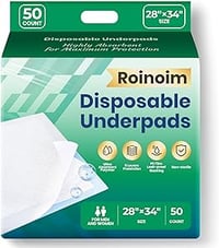 Chucks Pads Disposable [50-Pack] Underpads 28x34 Incontinence