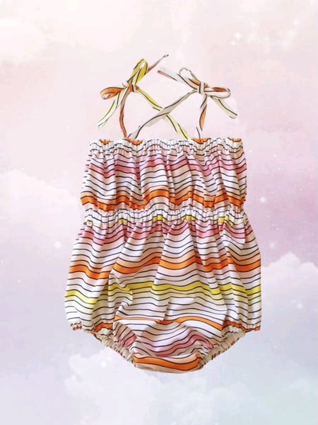 Image of Sunset Waves Bubble Romper 2/3T
