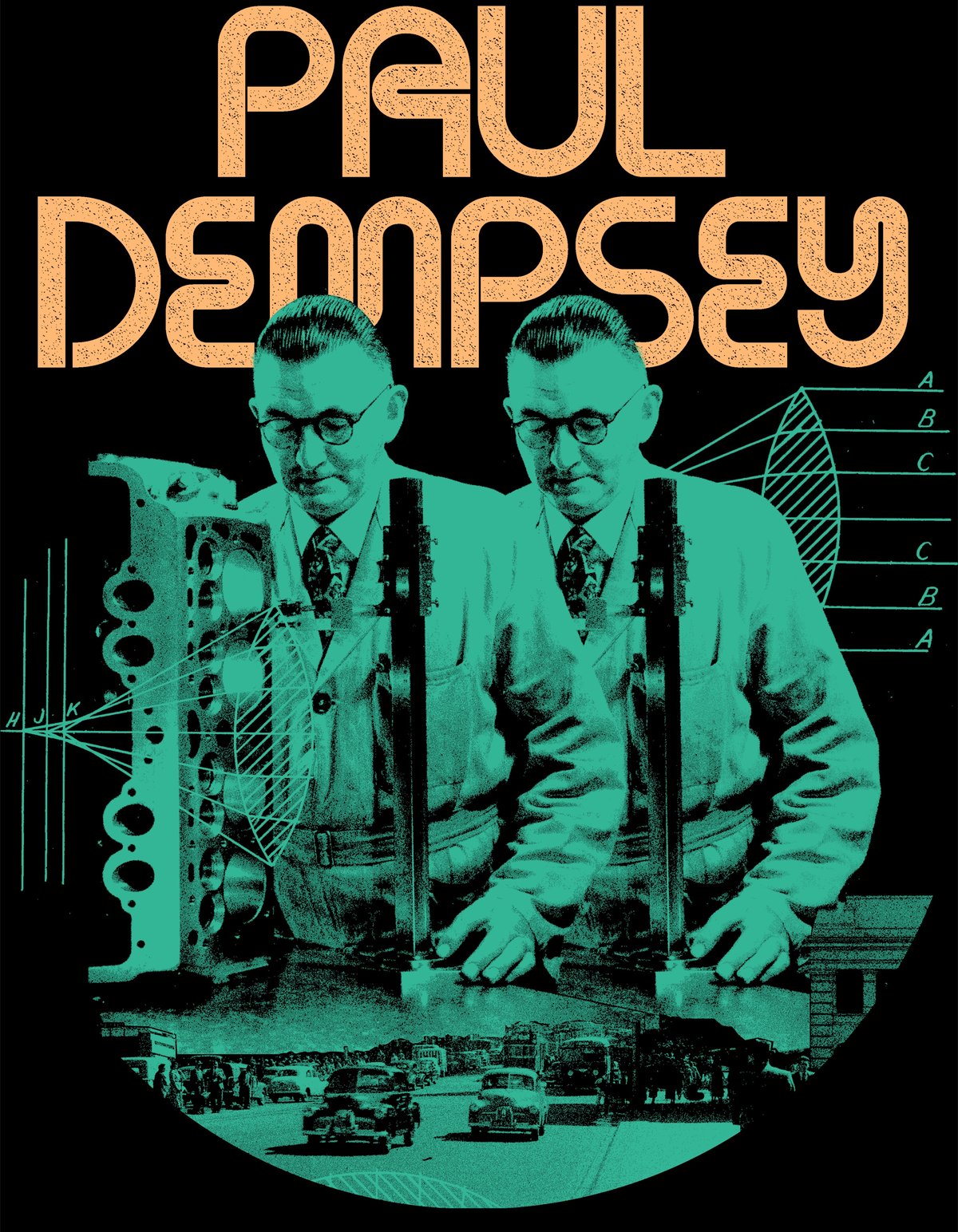 Image of Paul Dempsey Seeing Double Tee on black