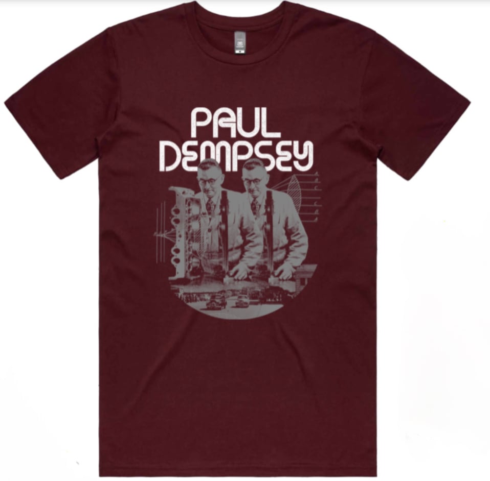 Image of Paul Dempsey Seeing Double Tee on burgundy