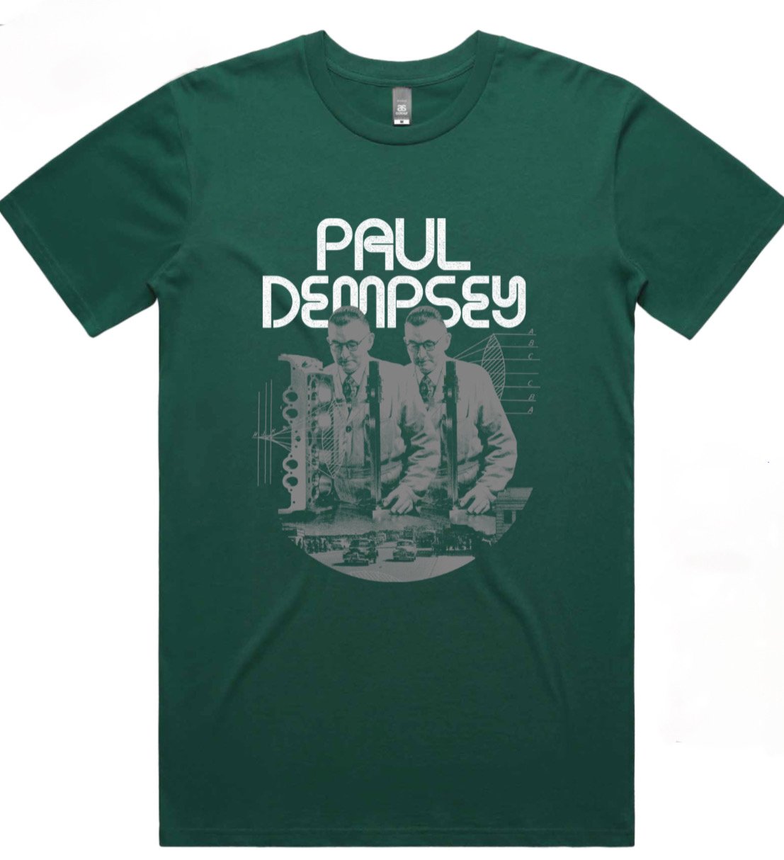 Image of  Paul Dempsey Seeing Double Tee on jade green