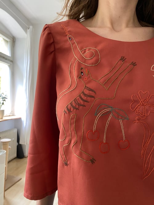 Image of Margareth shirt Updated, in terracotta 100%organic tencel, handmade in Berlin