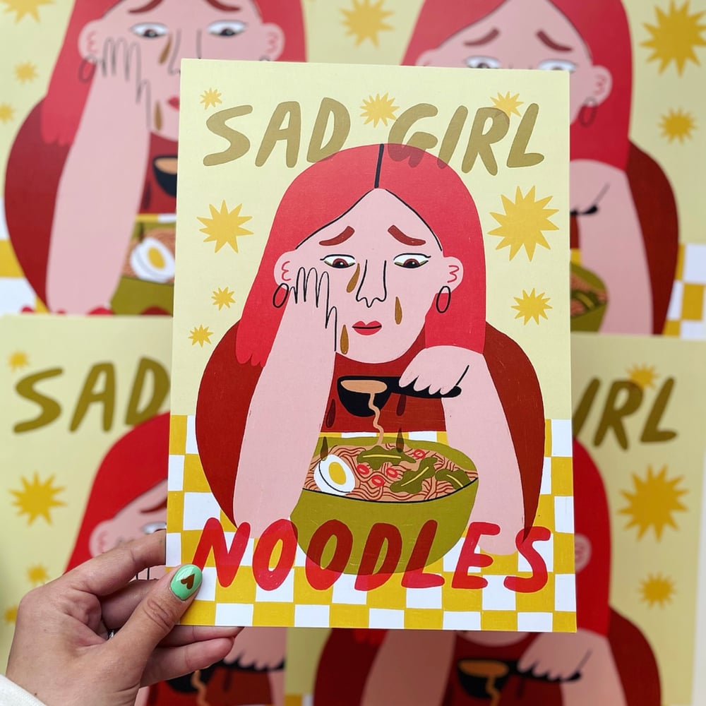 Image of Sad Girl Noodles Print
