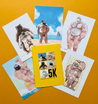 Image 1 of  SET of 5 Signed Prints. Include Folder signed with an original pen drawing (Daddy face)