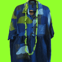 Image 1 of blue linen and taffeta tunic