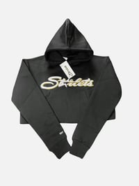 Image 2 of BLACK CROPTOP LOGO CHENILLE SWEATSUIT