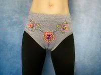 Biting Rose Briefs Grey - digitally printed organic cotton underwear