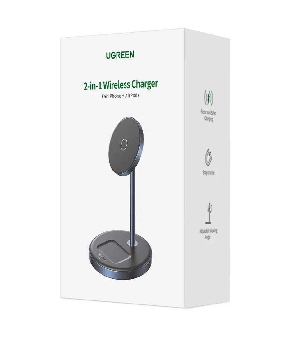 Magnetic Wireless Charger Stand 20W Max 2-in-1 For iPhone 12 13 14 15 Pro Max Airbods Fast Charge  