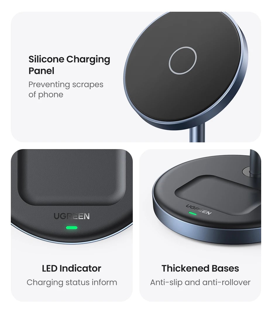 Magnetic Wireless Charger Stand 20W Max 2-in-1 For iPhone 12 13 14 15 Pro Max Airbods Fast Charge  